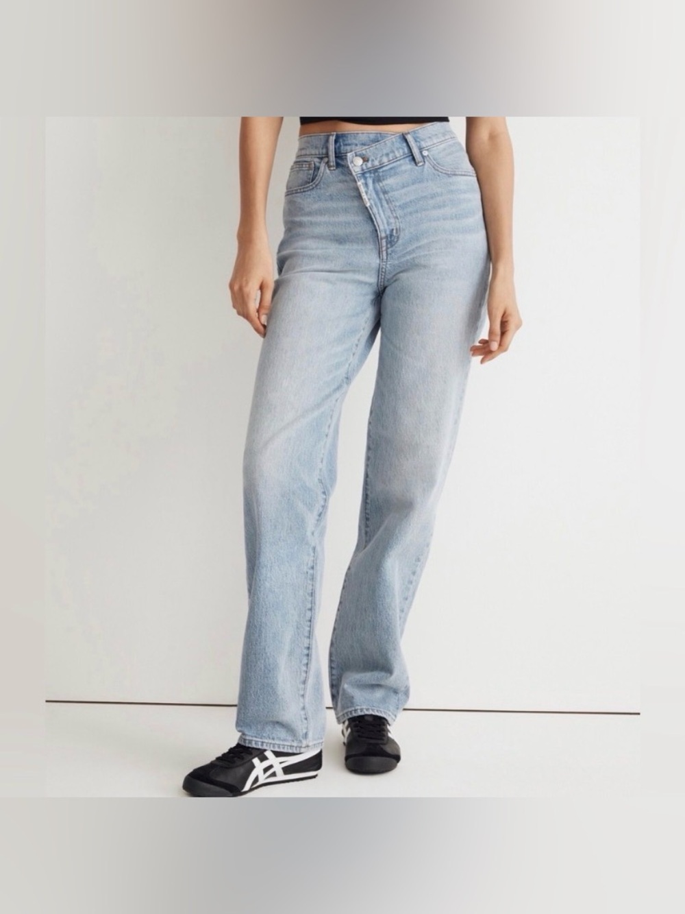 Madewell x Molly Dickson Sky Blue Wash Crossover Baggy Straight Jeans Size 23